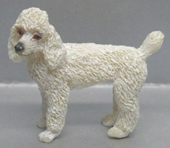 Dollhouse Miniature Poodle-White-Standing
